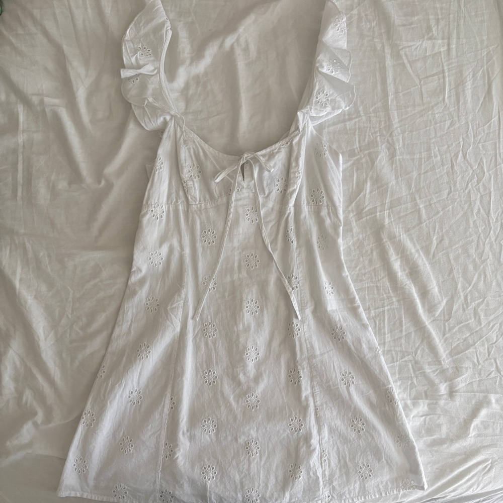 100% LINEN Princess Polly White Mini Dress - Picture 7 of 12